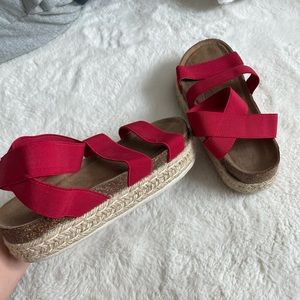Red and tan sandals
